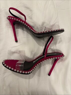 Alexander Wang Hot Pink Crystal-Trim Slingback Heels Sz 40